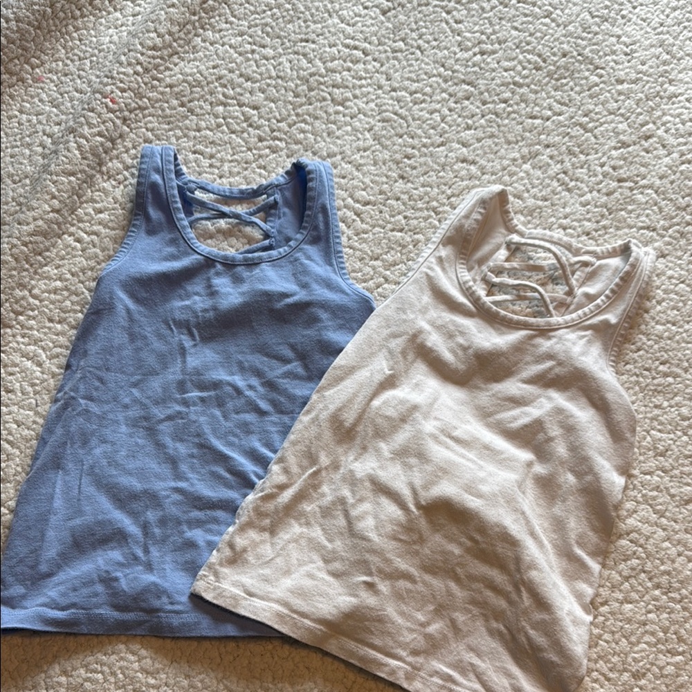 Girls Blue and Cream Tank Tops size 6-7